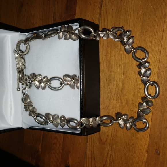 Bill Blass Sterling Silver/18k Lei Necklace 17.5"/Bracelet Set 3.78 Ounc… - Picture 8 of 8